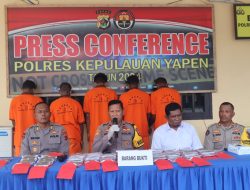 Polres Kepulauan Yapen Bekuk 5 Tersangka Sindikat Pengedar Narkotika dan Sita Ribuan Gram Ganja