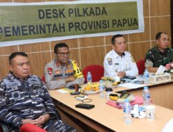 Kapolda Papua Patrige Renwarin Bersama Forkopimda Ikuti Vicon Pemantauan Pilkada 2024