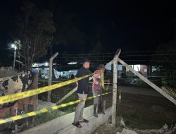Personel Polres Jayapura Amankan Lokasi Kejadian Pasca Kebakaran SD Persiapan Rajawali Estate