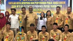 Wali Kota Abisai Rollo Terima Kafilah Kota Jayapura Usai Raih Juara Umum MTQ Tingkat Provinsi 2026