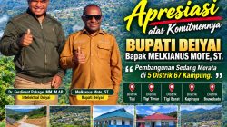 Apresiasi Komitmen Bupati Deiyai, Pembangunan Terus Didorong Merata di 5 Distrik dan 67 Kampung